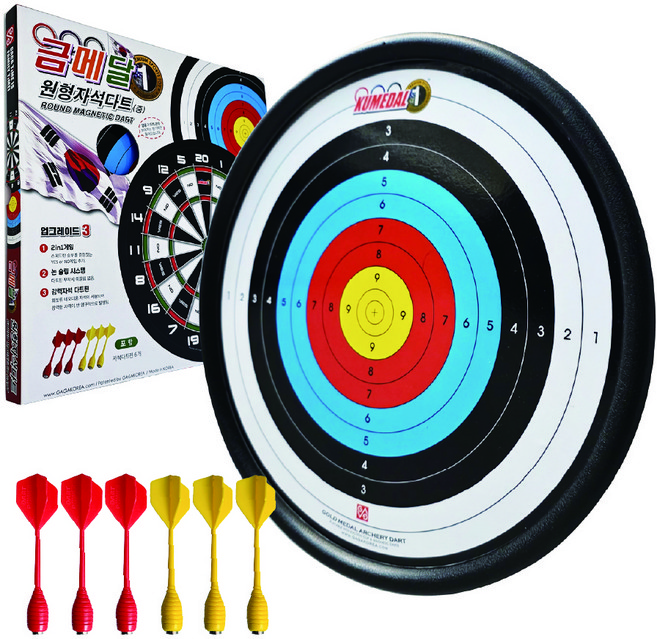 금메달 원형 자석다트 + 다트핀 6p, 혼합색상, 1개