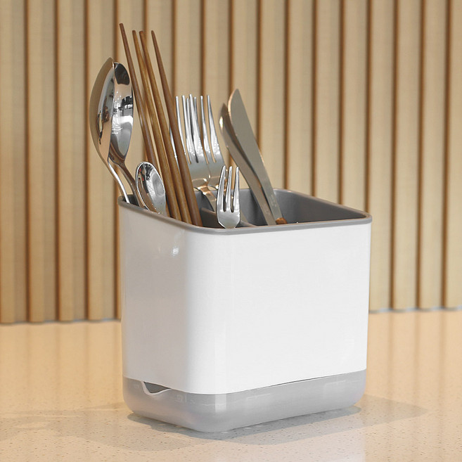 모나코올리브 클린보드 스퀘어 물빠짐 수저통, 그레이, 1개