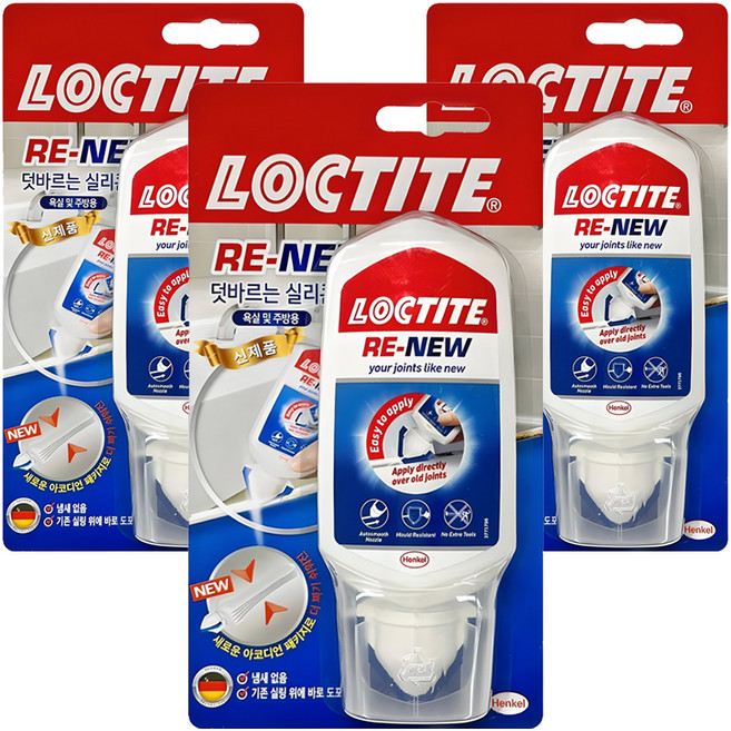 록타이트 리뉴 화이트 덧바르는 실리콘 80ml, 3개