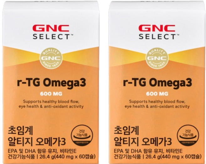 GNC 알티지 오메가3 26.4g, 60정, 2개
