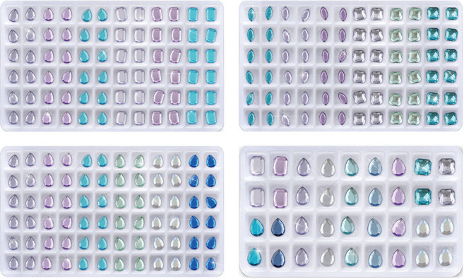 골드루쓰 컬러 크리스탈 네일 데코파츠 4종 패키지 세트, 혼합색상, 1개