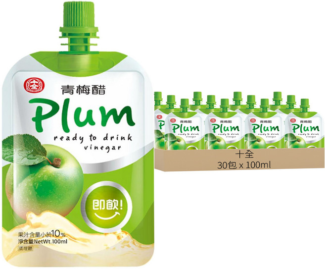 十全 青梅醋飲料, 100ml, 30包
