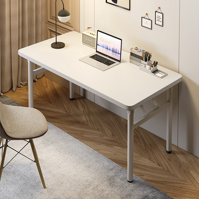 오브민 LPM 공간활용 철제 접이식 스틸 책상 식탁 테이블, 화이트, 3인용