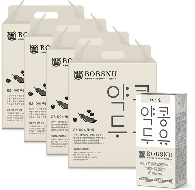 서울대밥스누 오리지널 약콩두유, 190ml, 64개