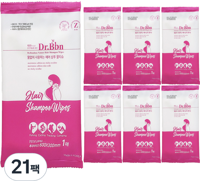 닥터비비앤 헤어 샴푸 물티슈 아로마향, 42g, 21개