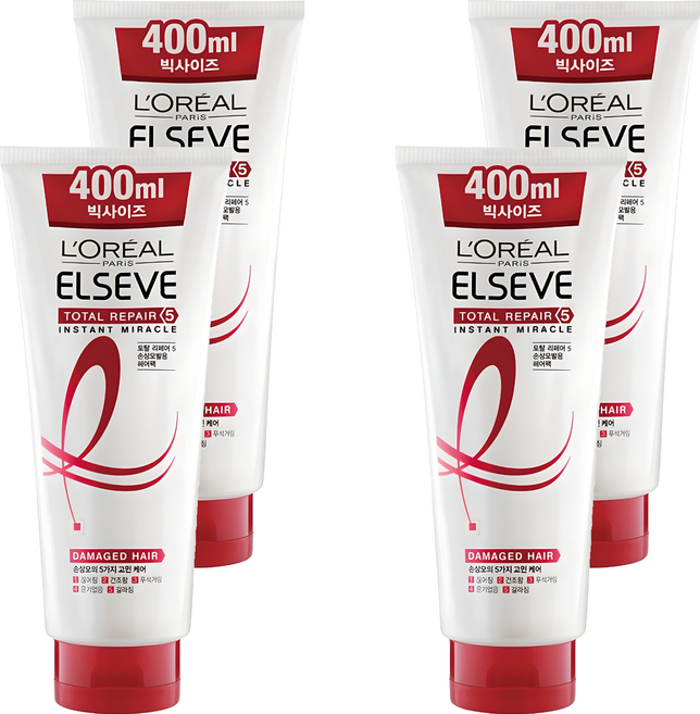 로레알파리 엘세브 토탈 리페어 5 인스턴트 미라클 헤어팩, 400ml, 4개