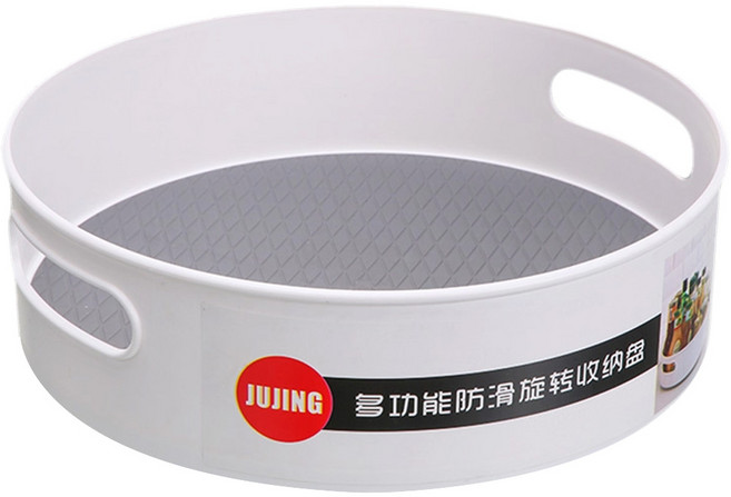 JUJING 多功能廚房調味品旋轉收納架, 白色, 1個