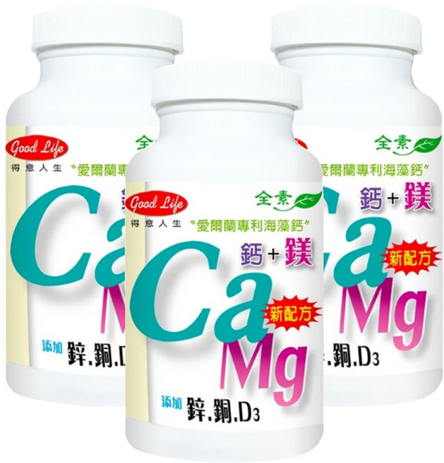 good Life 得意人生 天然海藻鈣 + D3 + 鎂, 60顆, 3罐