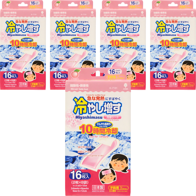 [쿠팡수입] 코쿠보 열 냉각시트 어린이 성인 겸용 복숭아향, 16개입, 5개