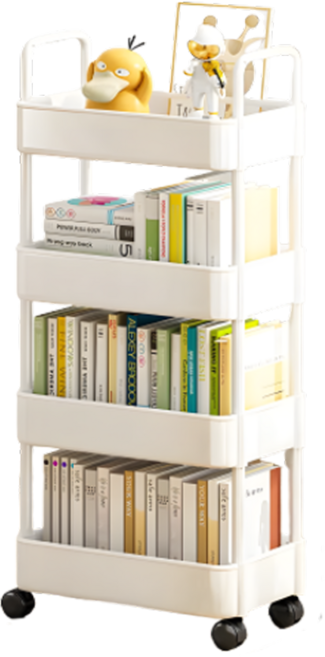 리브온 틈새 수납 정리대 트롤리 + 바퀴 + 걸이 + 스티커 36 x 24 x 97 cm, 화이트, 4단