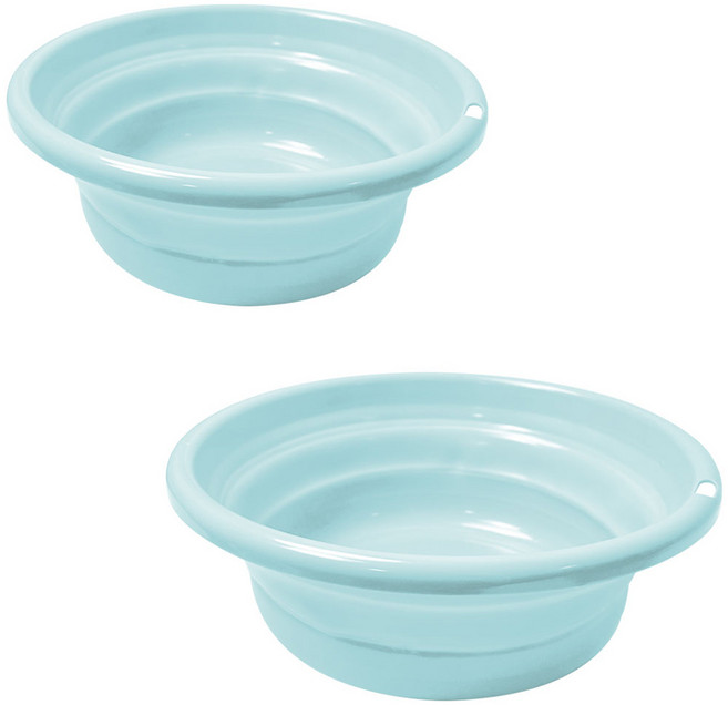 월드크린 다용도 접이식 이지 대야 2종 세트, 민트, 1세트