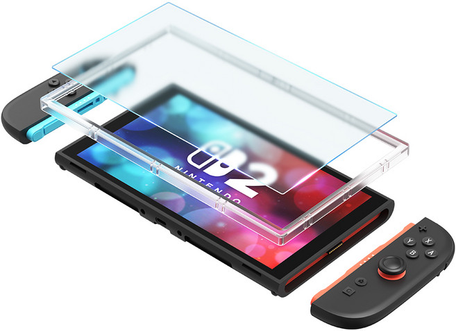 조이트론 닌텐도 스위치2 9H 강화유리 고화질 무광 AG 지문방지 보호필름 + 가이드 + 클리너 세트, 투명, 1세트, SW2-FILM06