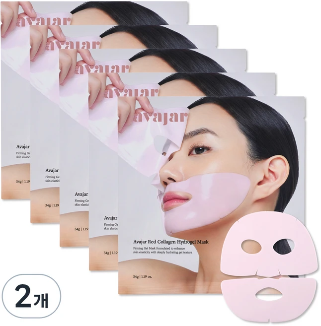 에이바자르 레드 콜라겐 하이드로겔 마스크, 2개, 5개입 - 쿠팡