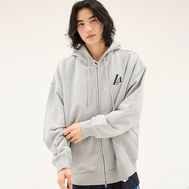 NBA 남성용 로스앤젤레스 레이커스 백 레터링 후드 집업 N251TJ030P