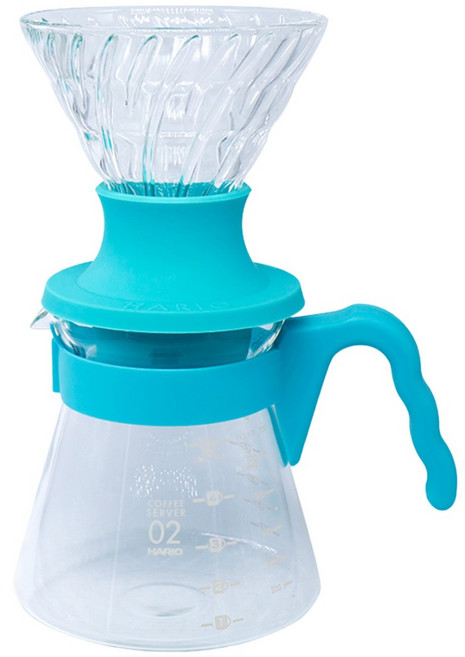 HARIO 好璃奧 V60 Switch 浸漬式02濾杯咖啡壺組 淺藍色 1~4杯 SSD-5012-PLB, 1套, 濾杯 + 咖啡壺, 700ml
