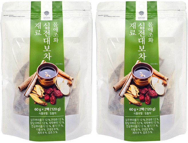 MOMAEJOWHA 十全大補茶 韓方材料 2入, 120g, 2個