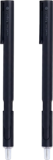 Sun-Star TOPULL B 前按壓原子筆 0.5mm 黑色油性筆, 炭墨黑, 2支