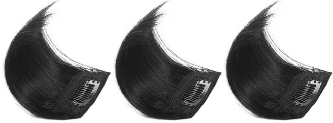 하이유니 인모 헤어뽕 똑딱이 붙임머리 피스 5.5 x 10 cm, 네츄럴블랙, 3개