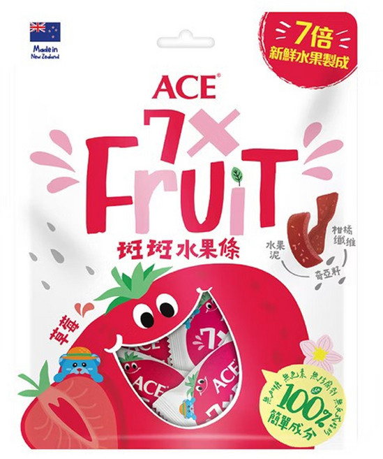 ACE 斑斑水果條 草莓 + 奇亞籽, 1袋, 90g
