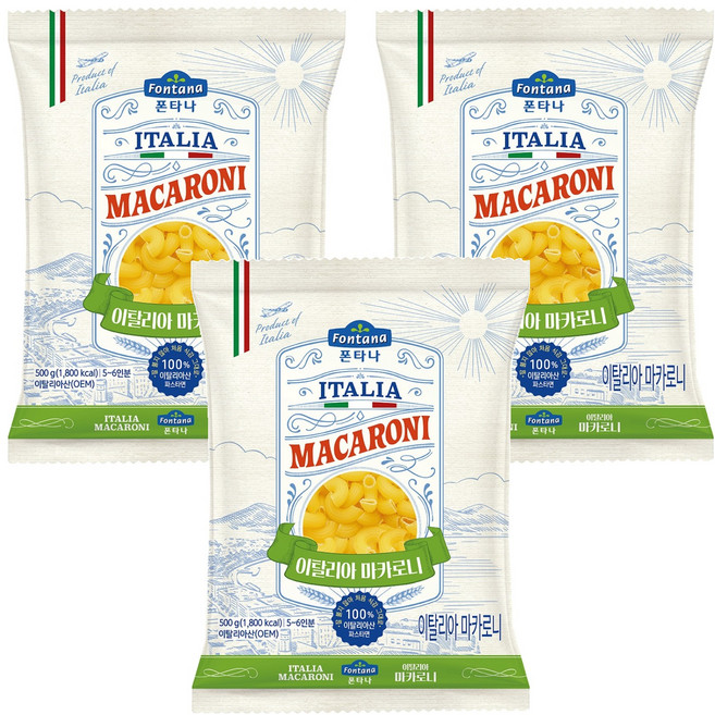 폰타나 이탈리아 마카로니, 500g, 3개