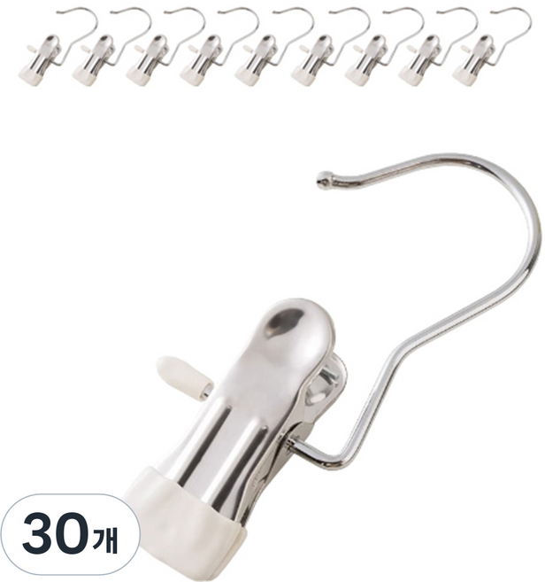 디오셀 다용도 논슬립 외집게걸이, 화이트, 30개