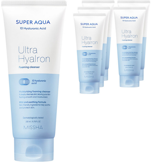 미샤 수퍼 아쿠아 울트라 히알론 포밍 클렌저, 200ml, 6개