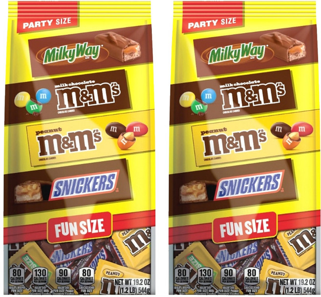 마즈 스니커즈 믹스드 펀사이즈 버라이어티 초콜릿, 544g, 2개