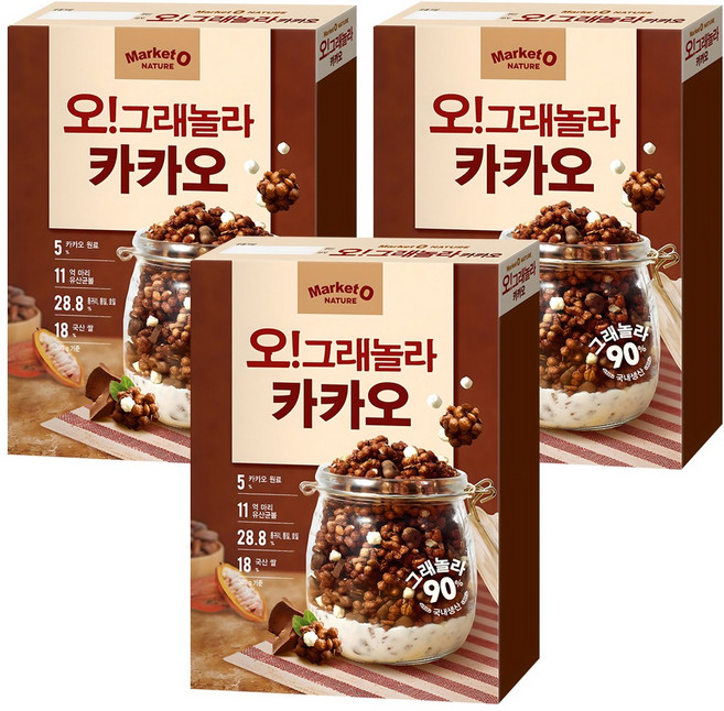 마켓오네이처 오 그래놀라 카카오 시리얼, 300g, 3개