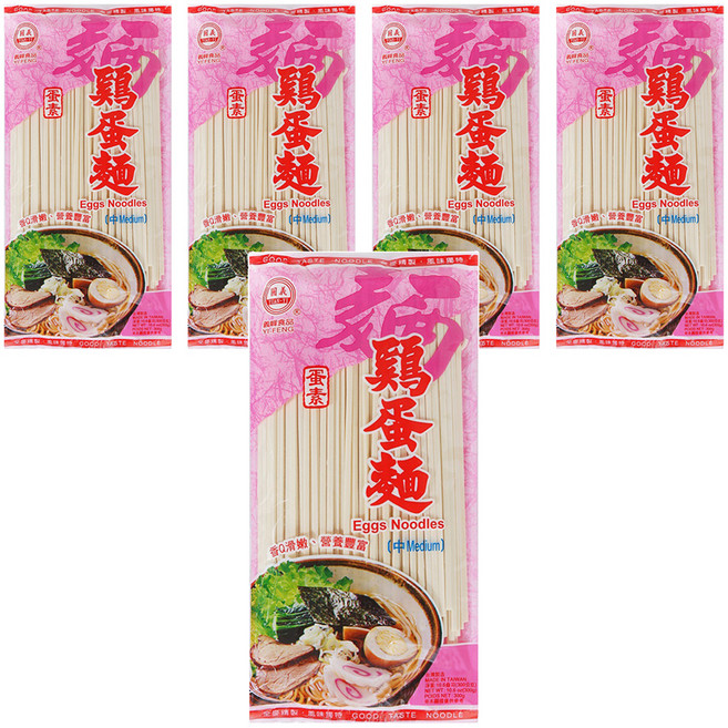義峰食品 雞蛋麵 中, 300g, 5包