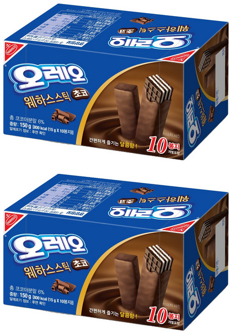 오레오 웨하스스틱 초코, 150g, 2개