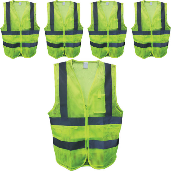 가드맨 현장 작업용 형광 안전조끼, 노랑, 5개