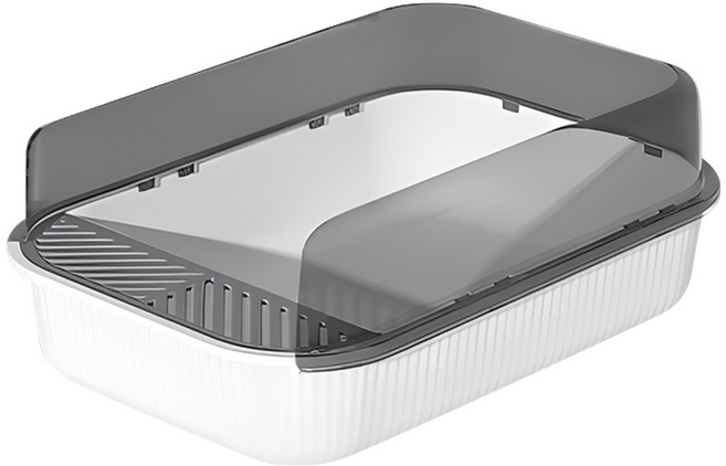 半封閉貓砂盆 瓷白色 PP材質 貓咪適用, 1組