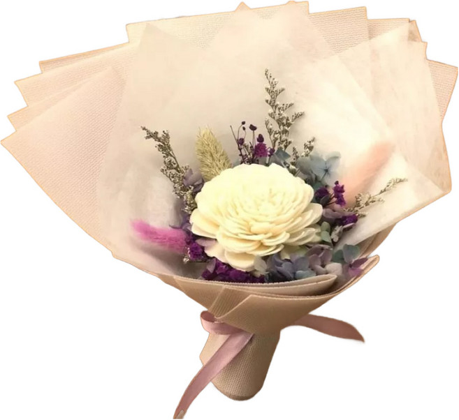 A-ONE 6cm 大白索拉玫瑰花紫色繡球花永生花束 乾燥花束, 玫瑰花 + 紫色繡球花, 1個