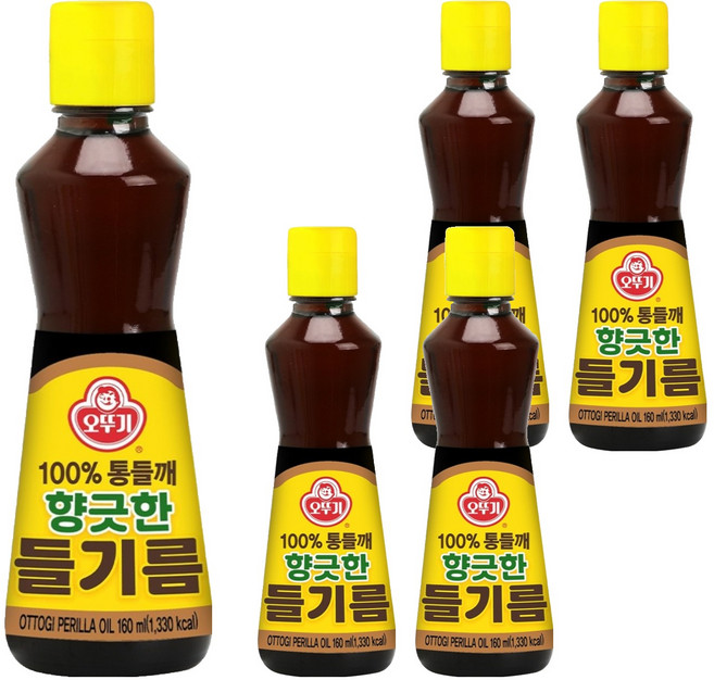 오뚜기 향긋한 들기름, 160ml, 5개