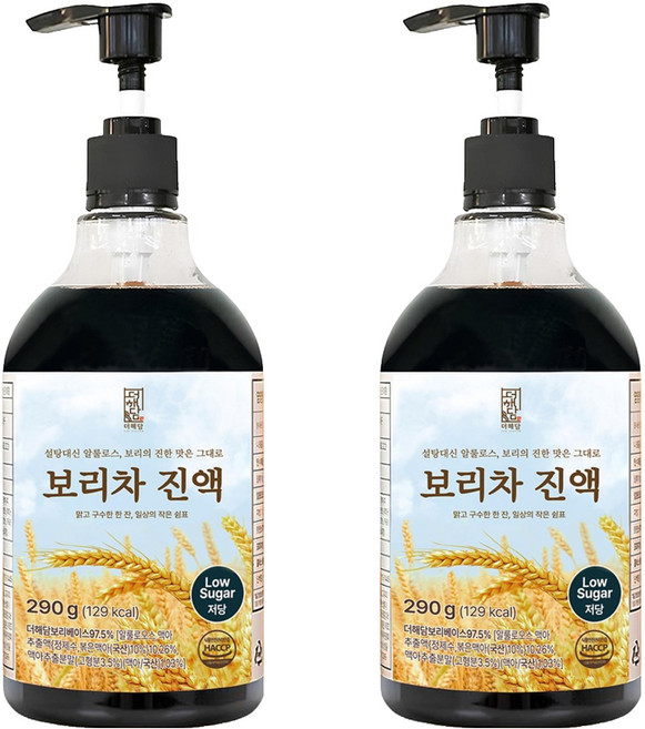 더해담 저당 보리차 진액, 290g, 2개