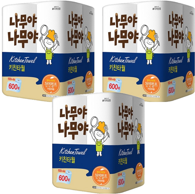 나무야나무야 천연펄프 키친타올, 150매, 12개