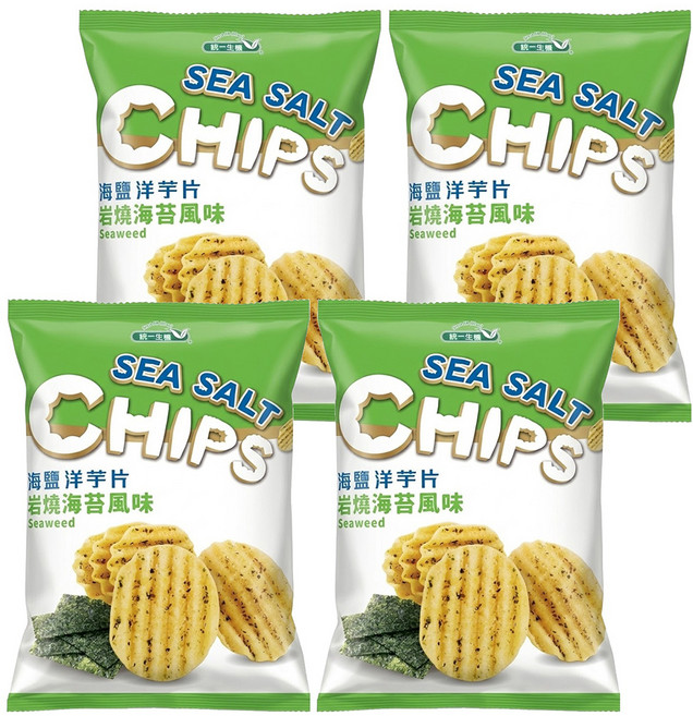 統一生機 海鹽洋芋片 岩燒海苔風味, 50g, 4包
