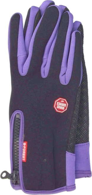 B-FOREST 秋冬騎自行車防滑觸屏手套 保暖搖粒絨 超彈性質感 舒適貼合, 紫色