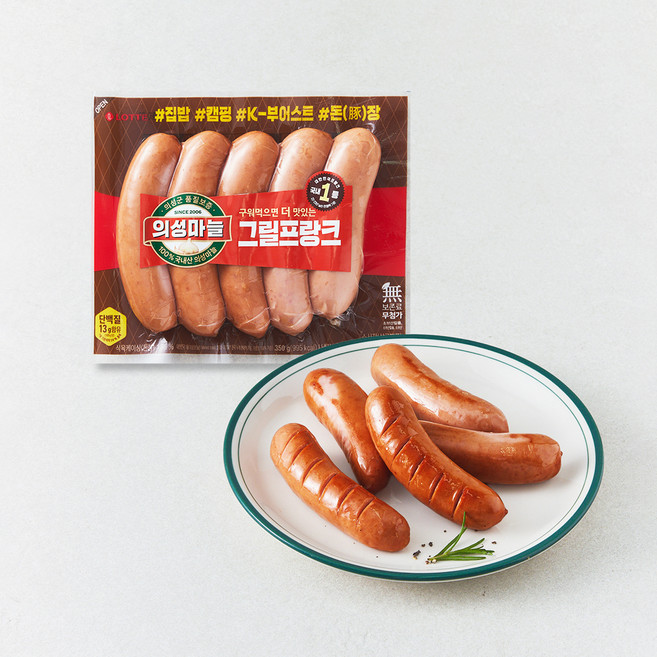 롯데햄 의성마늘 그릴프랑크 소시지, 350g, 1개