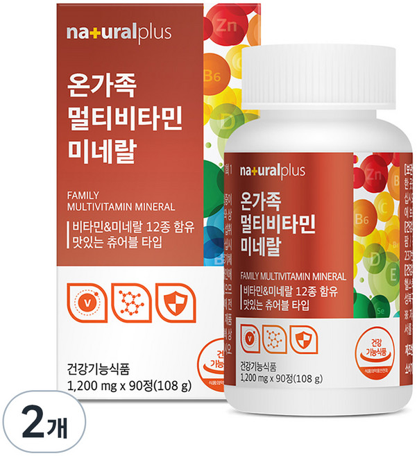 내츄럴플러스 온가족 멀티비타민 미네랄, 90정, 2개