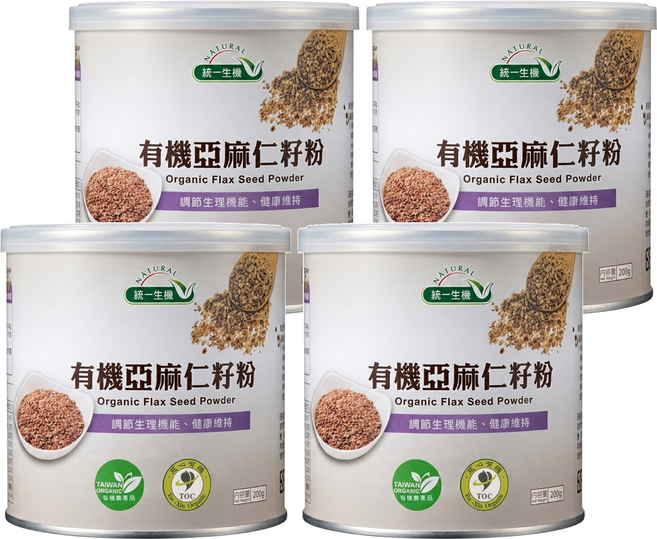 統一生機 有機亞麻仁籽粉, 200g, 4罐