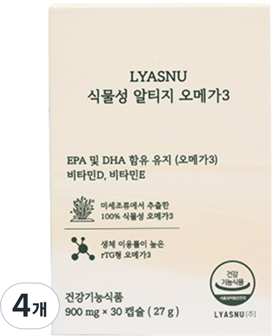 리아에스엔유 식물성 알티지 오메가3, 4개, 30정