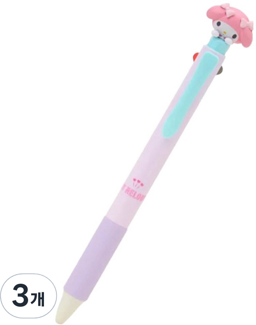펜텔 산리오 마이멜로디 마스코트 에너겔 2색 볼펜 0.5mm, 혼합색상, 3개