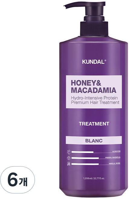 쿤달 허니 앤 마카다미아 헤어 트리트먼트 블랑향, 1.058L, 6개