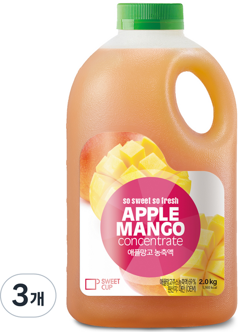 스위트컵 애플망고 농축액, 3개, 2kg
