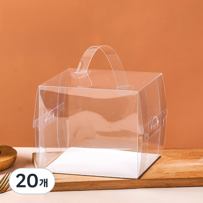 레드캣 사각 쿠키 머핀 미니 케이크 포장 상자 1호, 투명, 20개
