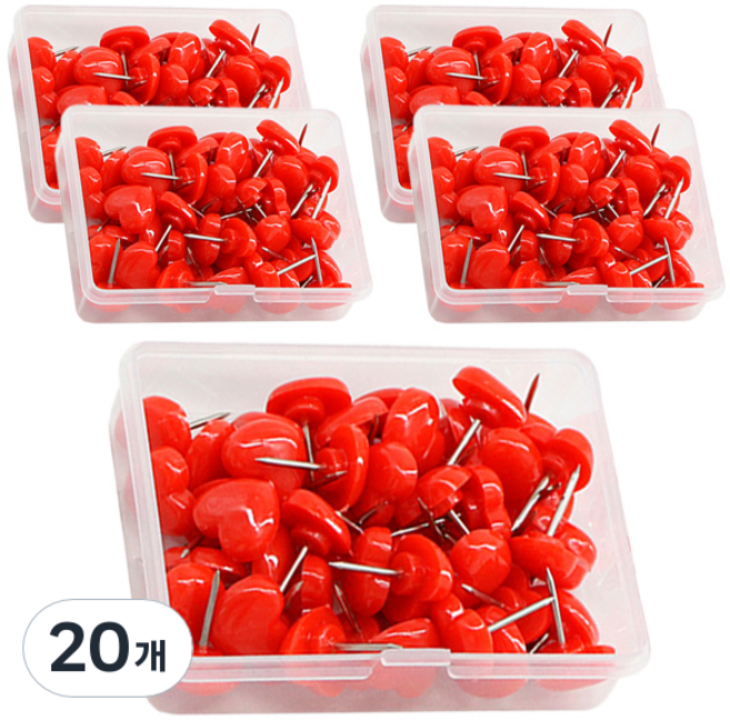 마켓감성 하트모양 압정 레드, 50개입, 20개