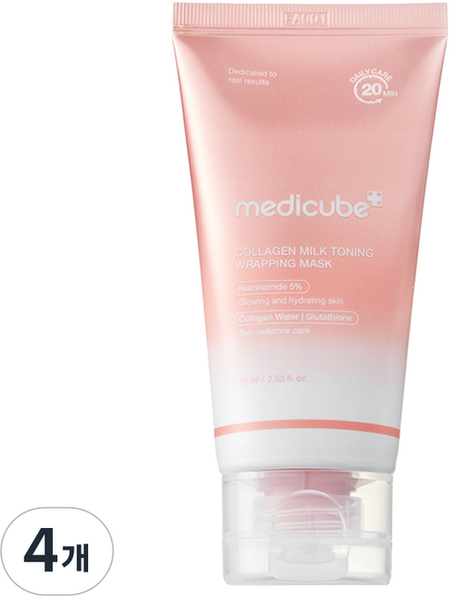 메디큐브 콜라겐 밀크 토닝 랩핑 마스크, 4개, 1개입