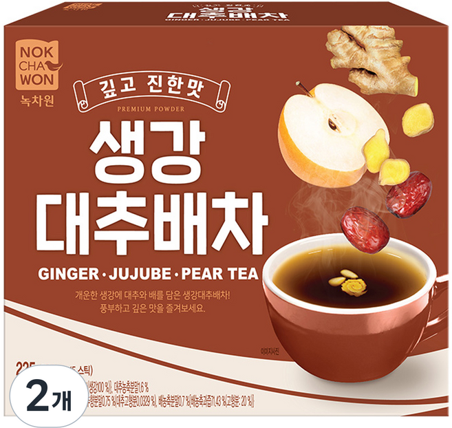 녹차원 생강대추배차 스틱, 15g, 15개입, 2개