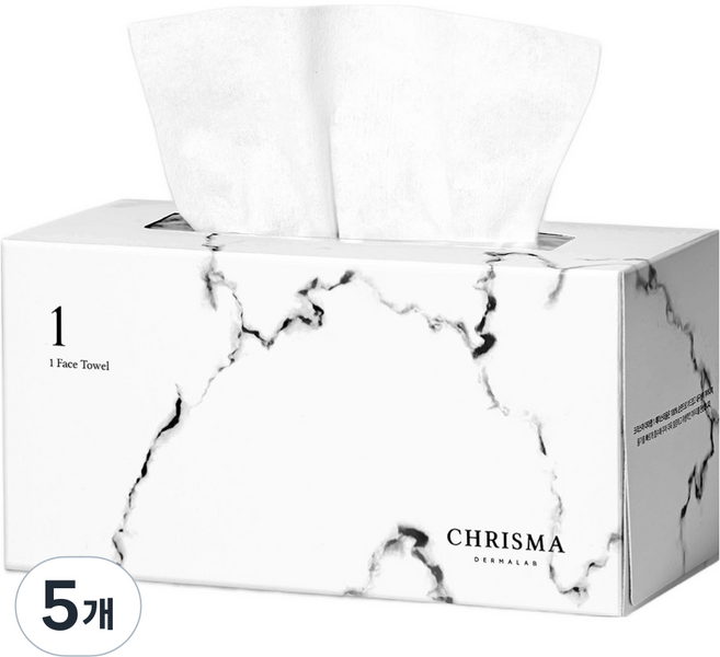 크리스마 더마랩 1 페이스 타올 1겹, 80매, 5개